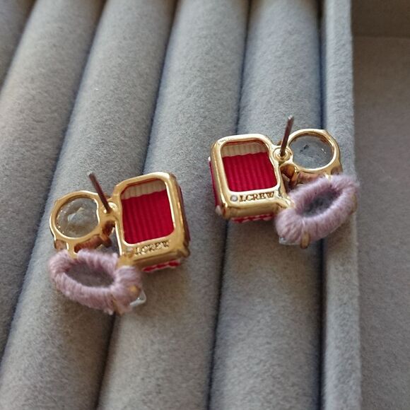 J. Crew Cluster stone earrings - clear, pink and red - Picture 6 of 8